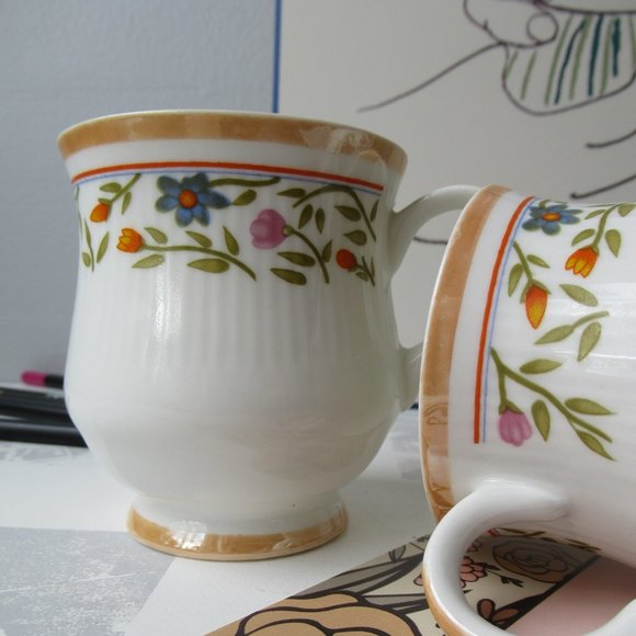 2 Tea Coffee Mugs Fine Bone China Rainbow Mother's - Picture 4 of 10